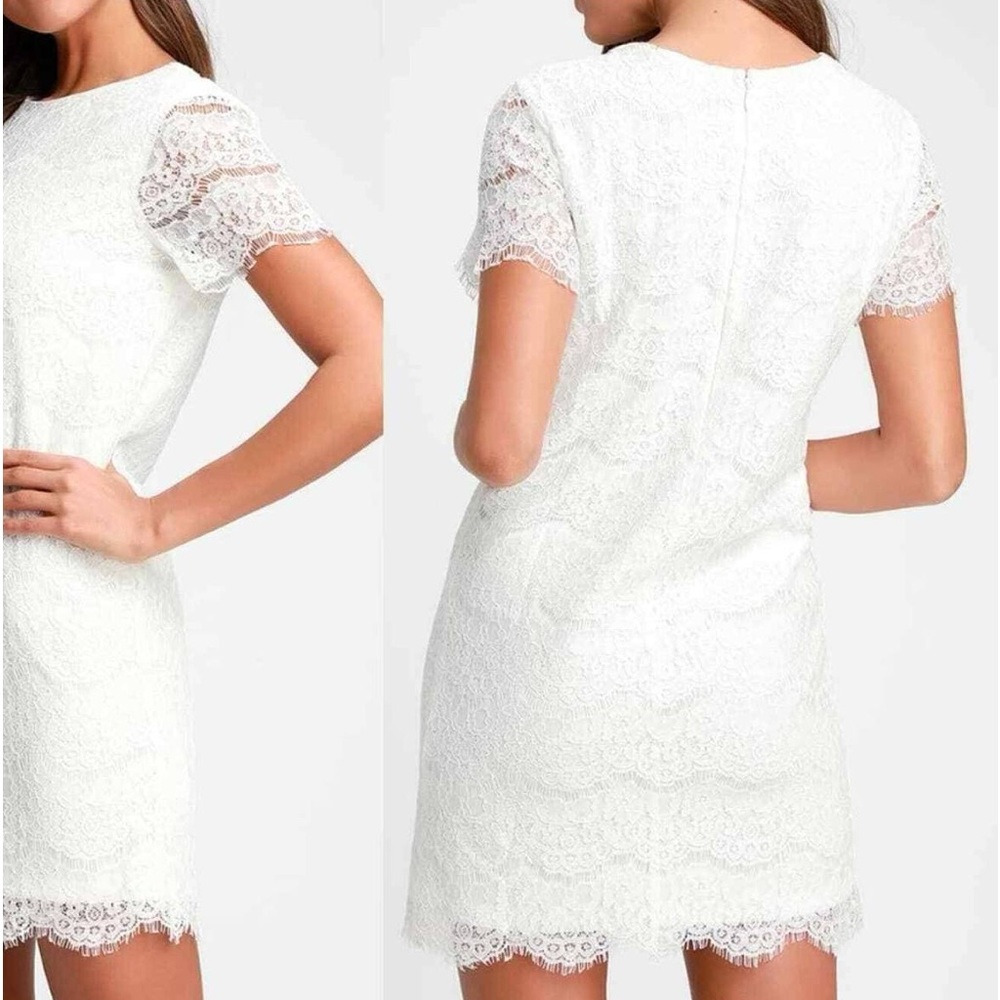 Lulus, white laced short sleeve dress